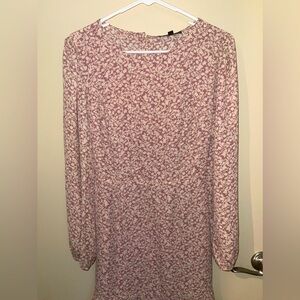 Mauve Floral Long Sleeve- Mini Dress